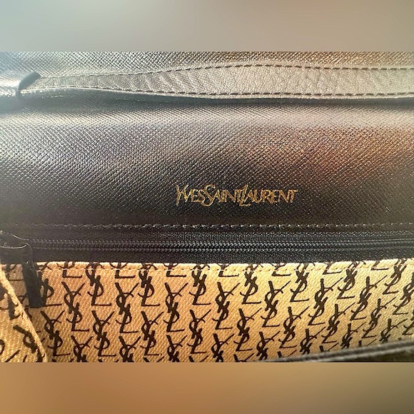 Yves Saint Laurent Saddle Bag Rare Saffiano Scalloped Monogram 80s YSL Crossbody - Picture 9 of 16
